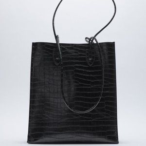 NEW Zara Animal Embossed Shoulder Tote Bag w/ magnetic closure